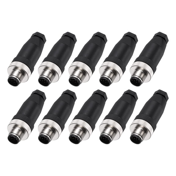 Uxcell 10 Pcs 8 Pin M12 Male Aviation Wire Connector A Code, Waterproof IP67 Circular Connector Aviation Plug for Automation Sensors Networks Instruments Computer