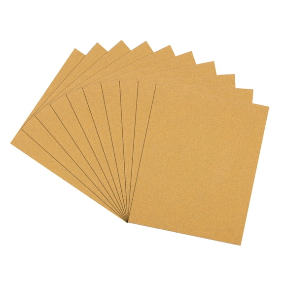 Uxcell 10 Pcs 80 Grit Sandpaper, 9 x 11 Inch Sand Paper Alumina Abrasive Sanding Paper [ for Wood Craft & Furniture Repair & DIY Projects & Drywall Metal Auto Grinding], Gold
