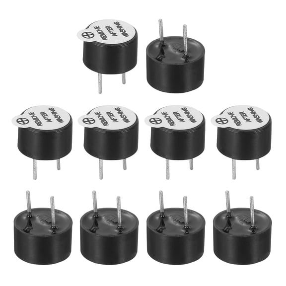 Uxcell 10 Pcs Active Buzzer DC 12V 9x5.5mm 5mm Pitch Electric Tone Buzzer Alarm Piezo Beep Sounder Continuous Sound Beep for Computer Physics Circuits Alarm Safety Warehouse House Shop