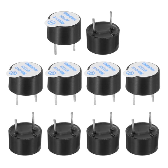 Uxcell 10 Pcs Active Buzzer DC 5V 9x5.5mm 5mm Pitch Electric Tone Buzzer Alarm Piezo Beep Sounder Continuous Sound Beep for Computer Physics Circuits Alarm Safety Warehouse House Shop