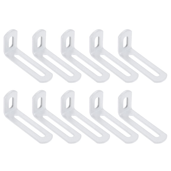 Uxcell 10 Pcs Adjustable Right Angle Brackets, Slotted L-Shape Corner Bracket 2.6"x1.2"x0.7", 90 Degree Steel l Bracket Support for Shelves, Wood Furniture Construction, White