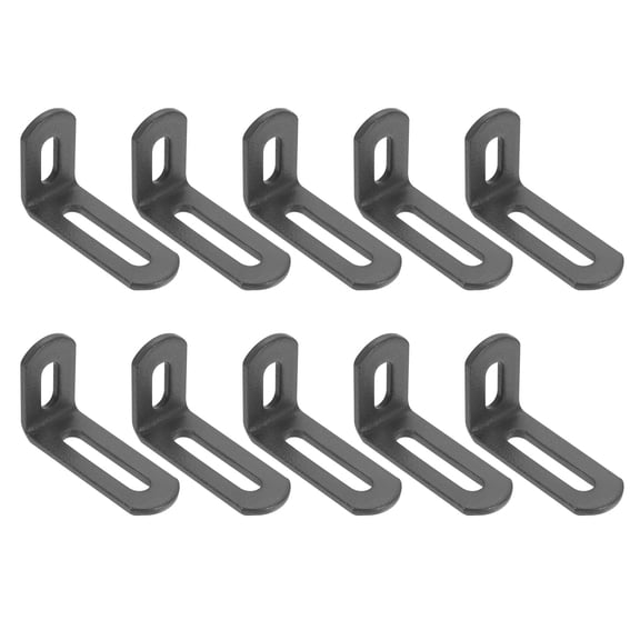 Uxcell 10 Pcs Adjustable Right Angle Brackets, Slotted L-Shape Corner Bracket 2"x1.2"x0.7", 90 Degree Steel l Bracket Support for Shelves, Wood Furniture Construction, Deep Grey
