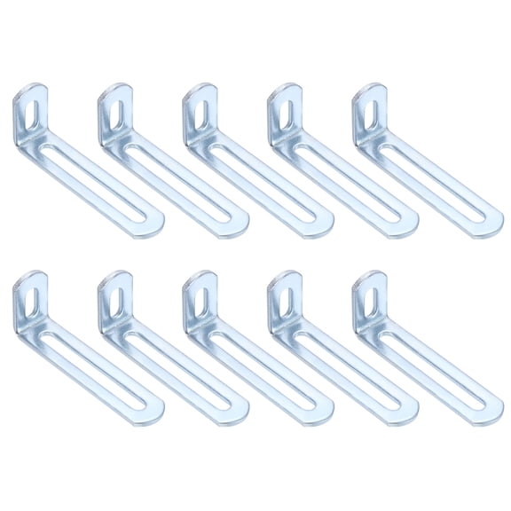 Uxcell 10 Pcs Adjustable Right Angle Brackets, Slotted L-Shape Corner Bracket 3.1"x1.2"x0.7", 90 Degree Steel l Bracket Support for Shelves, Wood Furniture Construction, Silver