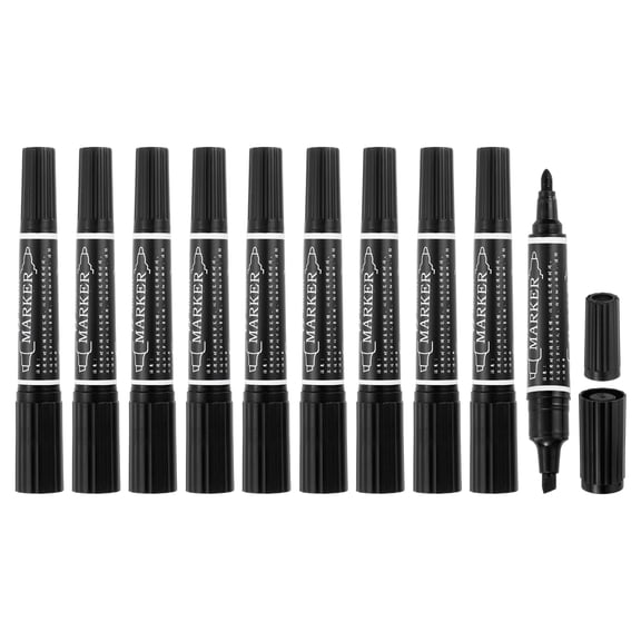 Uxcell 10 Pcs Art Marker Pen Double-Ended Colored Pen Dual Sketch Marker, Black