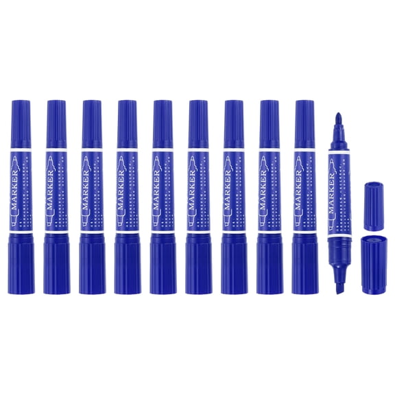 Uxcell 10 Pcs Art Marker Pen Double-Ended Colored Pen Dual Sketch Marker, Dark Blue