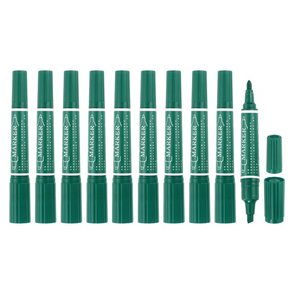 Uxcell 10 Pcs Art Marker Pen Double-Ended Colored Pen Dual Sketch Marker, Dark Green