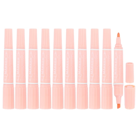 Uxcell 10 Pcs Art Marker Pen Double-Ended Colored Pen Dual Sketch Marker, Light Pink