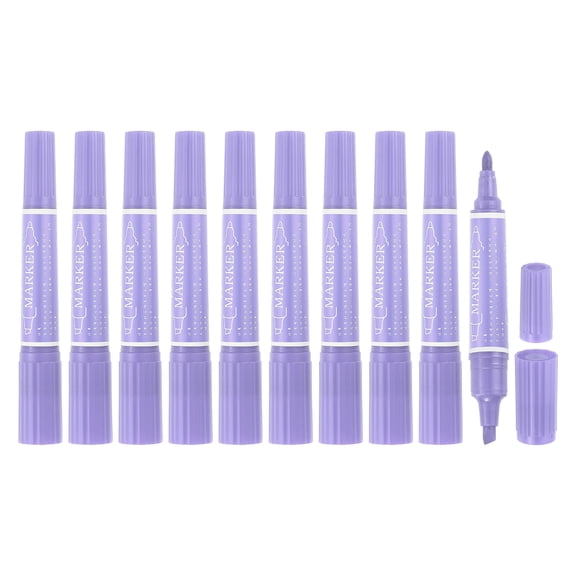 Uxcell 10 Pcs Art Marker Pen Double-Ended Colored Pen Dual Sketch Marker, Light Purple