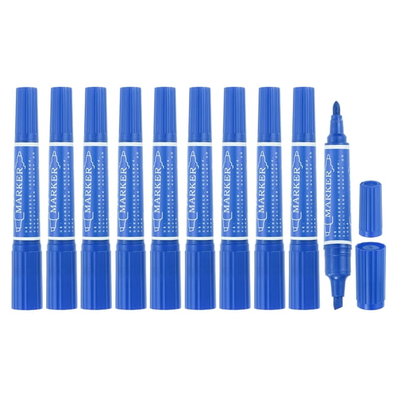Uxcell 10 Pcs Art Marker Pen Double-Ended Colored Pen Dual Sketch Marker, Middle Blue