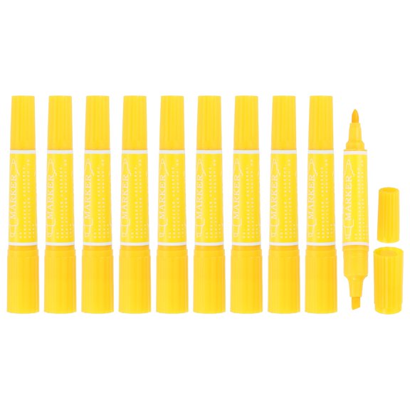 Uxcell 10 Pcs Art Marker Pen Double-Ended Colored Pen Dual Sketch Marker, Yellow