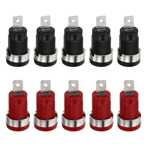 Uxcell 10 Pcs Banana Jack, 32A 12 x 4mm Panel Mount Banana Female Panel Socket Jack, 4mm Binding Post Adapter for Banana Plug Connectors, Red&Black