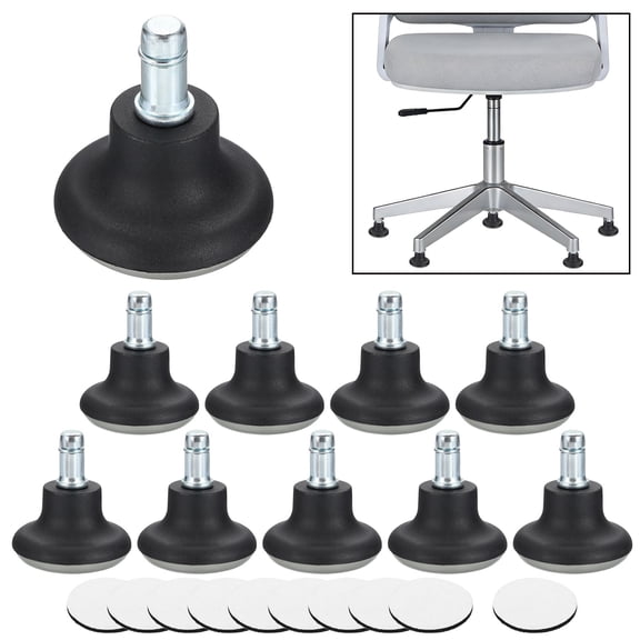 Uxcell 10 Pcs Bell Glides, Office Chair Glides 1.38inch Low Profile Casters Replacement Feet Swivel Caster Wheel Stopper for Office Chair Game Rolling Fixed Stationary, Black, Gray Base