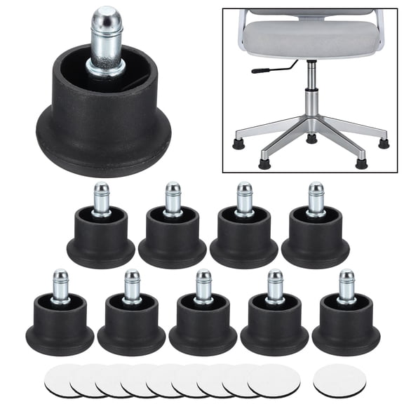 Uxcell 10 Pcs Bell Glides, Office Chair Glides 1.38inch Low Profile Casters Replacement Feet Swivel Caster Wheel Stopper for Office Chair Game Rolling Fixed Stationary, Black(1.9" Dia)