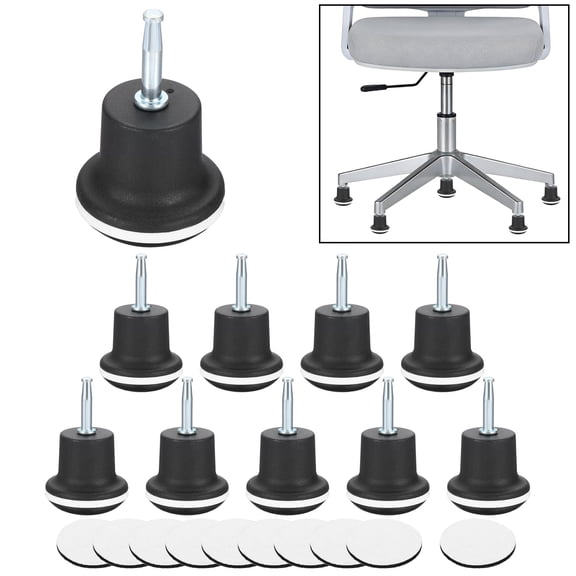 Uxcell 10 Pcs Bell Glides, Office Chair Glides 2.2inch High Profile Casters Replacement Feet Swivel Caster Wheel Stopper Insert Rod for Office Chair Game Rolling Fixed Stationary, Black