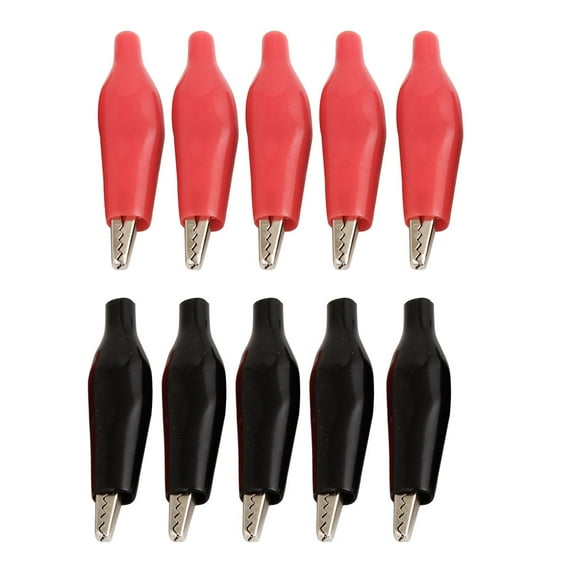 Uxcell 10 Pcs Black Red Plastic Coated Testing Probe Alligator Test Clips