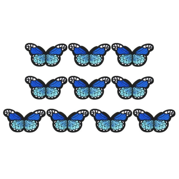 Uxcell 10 Pcs Butterfly Iron on Patch Sew on Decorative Patch, 2.9"Lx1.8"W, Dark Blue