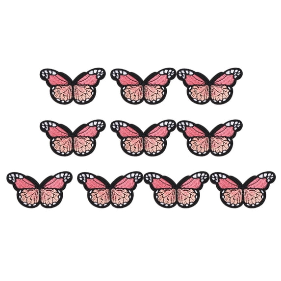 Uxcell 10 Pcs Butterfly Iron on Patch Sew on Decorative Patch, 2.9"Lx1.8"W, Red Pink