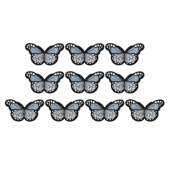 Uxcell 10 Pcs Butterfly Iron on Patch Sew on Decorative Patch, 2.9"Lx1.8"W, Sky Blue