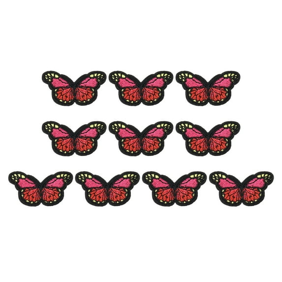 Uxcell 10 Pcs Butterfly Iron on Patch Sew on Iron on Decorative Patch, 1.7"Lx1.1"W, Red
