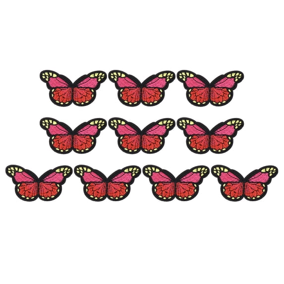 Uxcell 10 Pcs Butterfly Iron on Patch Sew on Iron on Decorative Patch, 2.9"Lx1.8"W, Red