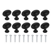 Uxcell 10 Pcs Cabinet Knobs, 1-5/16 Inch 34mm Diameter Drawer Knob Polished Chrome, Round Ball Kitchen Knobs Handle with Screws for Dresser Bedroom Cupboard Wardrobe, Matte Black