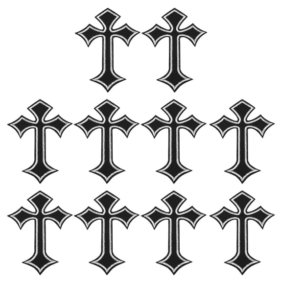 Uxcell 10 Pcs Cross Embroidered Patch Iron on Decorative Patch 4.1"Lx2.8"W,Black White