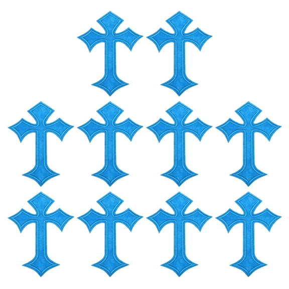 Uxcell 10 Pcs Cross Embroidered Patches Iron on Decorative Patches, 4.1"Lx2.8"W, Blue