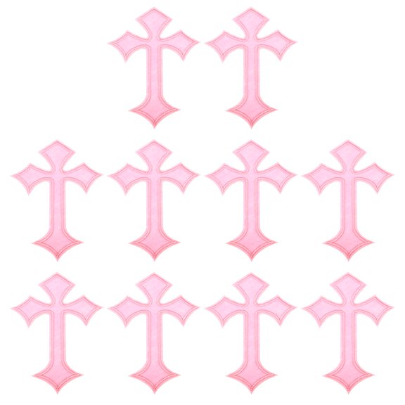 Uxcell 10 Pcs Cross Embroidered Patches Iron on Decorative Patches, 4.1"Lx2.8"W, Pink
