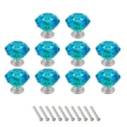 Uxcell 10Pcs Crystal Drawer Knobs 0.95" Dresser Knobs for Cupboard Blue Green, Silver