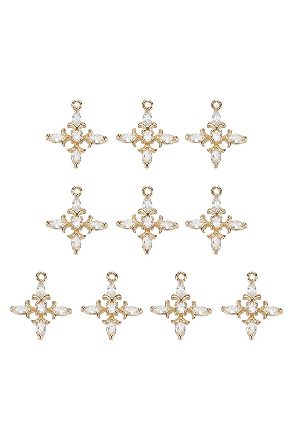 10 Pcs Crystal Rhinestone Cross Charms, Copper Mini Pendant Beads Cross Charms for Jewelry Making Bracelet Earring Necklace DIY Handmade, White