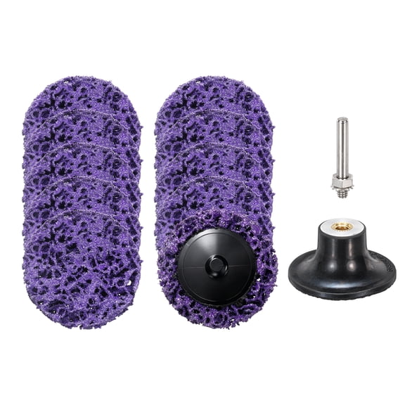 Uxcell 10 Pcs Diamond Die Grinder Sanding Disc 2", Coarse Grit Roll Lock Quick Change Easy Stripping Discs with Round 1/4" Pad Holder for Rust Paint Stripper Oxidation Removal, Purple
