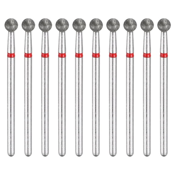 Uxcell 10 Pcs Diamond Grinding Bit 200-230 Grit 4.0mm Ball Head Dia Stone Sanding Drill Bit 3/32" Shank Rotary Tool Accessory for Ceramic Glass Nail Jewelry Grind Polish Engrave