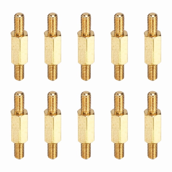 Uxcell 10 Pcs Double Ended Copper Stud Nut, M3x21mm Male to Male Double End Threaded Stud for Industrial Use, Mechanical Repairing, CPU Cooler