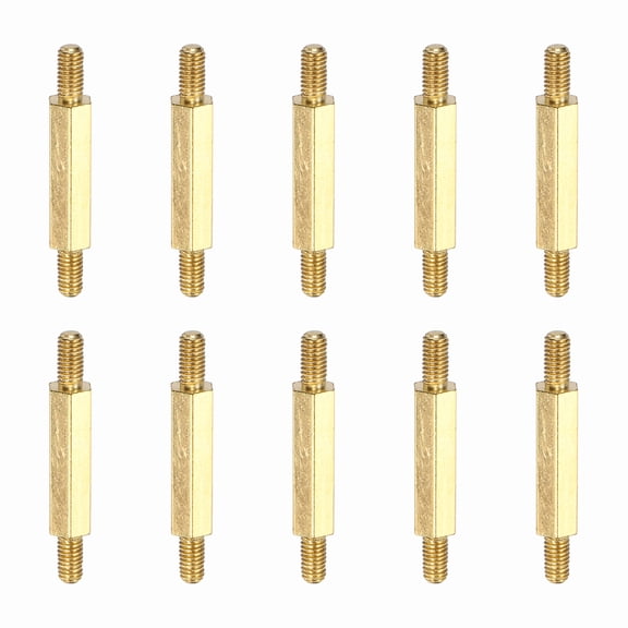 Uxcell 10 Pcs Double Ended Copper Stud Nut, M3x29mm Male to Male Double End Threaded Stud for Industrial Use, Mechanical Repairing, CPU Cooler