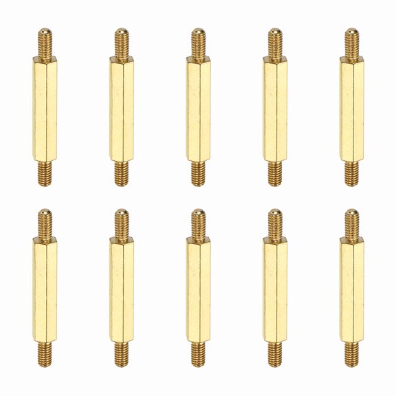 Uxcell 10 Pcs Double Ended Copper Stud Nut, M3x33mm Male to Male Double End Threaded Stud for Industrial Use, Mechanical Repairing, CPU Cooler