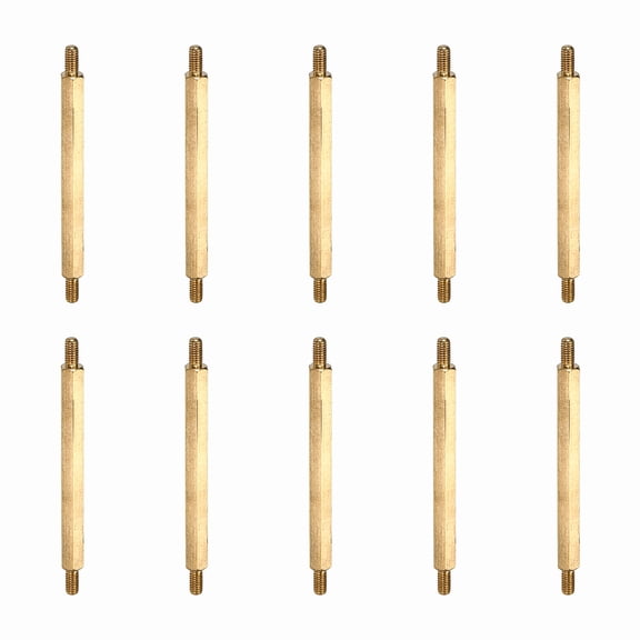 Uxcell 10 Pcs Double Ended Copper Stud Nut, M3x57mm Male to Male Double End Threaded Stud for Industrial Use, Mechanical Repairing, CPU Cooler
