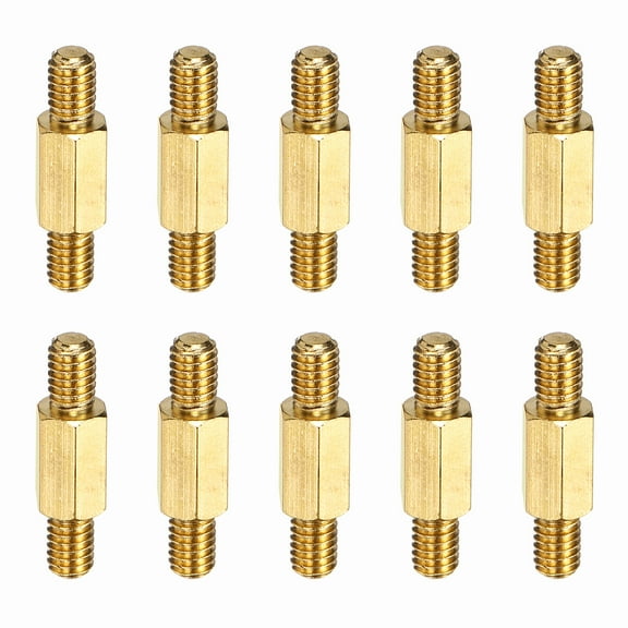 Uxcell 10 Pcs Double Ended Copper Stud Nut, M4x19mm Male to Male Double End Threaded Stud for Industrial Use, Mechanical Repairing, CPU Cooler