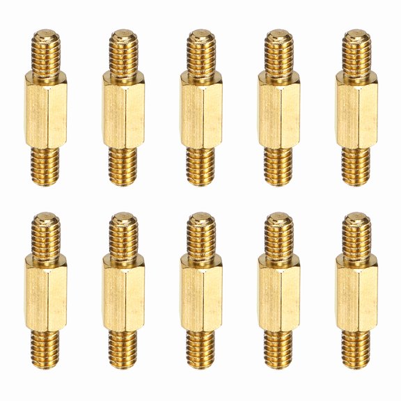 Uxcell 10 Pcs Double Ended Copper Stud Nut, M4x23mm Male to Male Double End Threaded Stud for Industrial Use, Mechanical Repairing, CPU Cooler