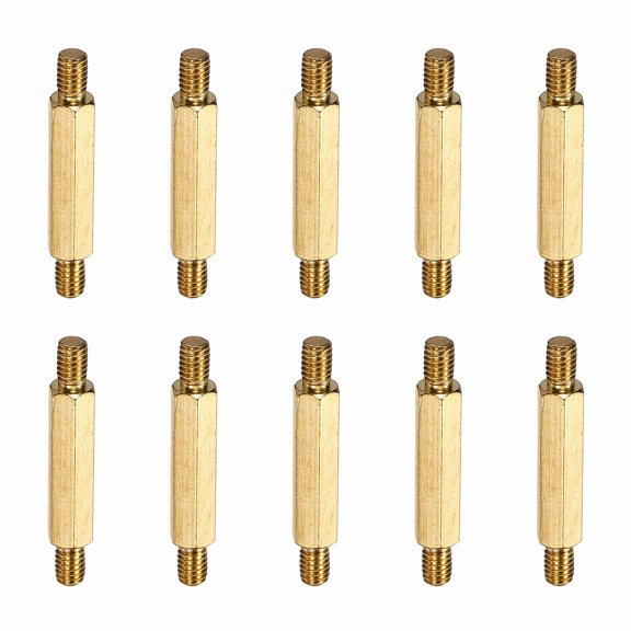 Uxcell 10 Pcs Double Ended Copper Stud Nut, M4x34mm Male to Male Double End Threaded Stud for Industrial Use, Mechanical Repairing, CPU Cooler