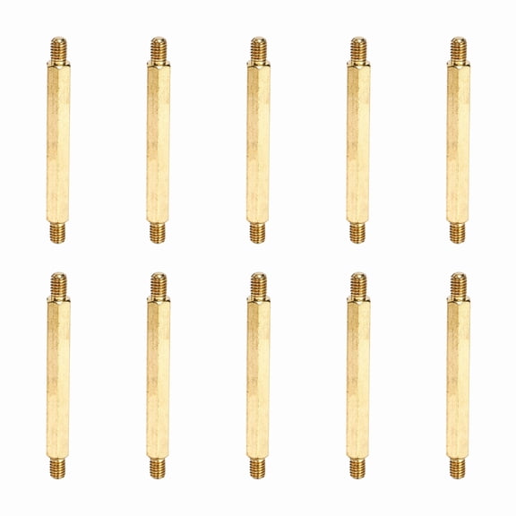 Uxcell 10 Pcs Double Ended Copper Stud Nut, M4x52mm Male to Male Double End Threaded Stud for Industrial Use, Mechanical Repairing, CPU Cooler
