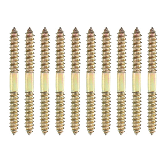 Uxcell 10 Pcs Double Ended Screws, M8 x 90 mm Carbon Steel Hanger Bolts, Self-Tapping Wood Dowel Screws for Wood Joint Furniture, Color Zinc