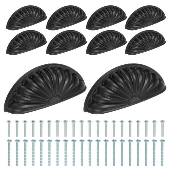 Uxcell 10 Pcs Drawer Cup Pulls 3" Hole Center Vintage Furniture Handles Knobs Black