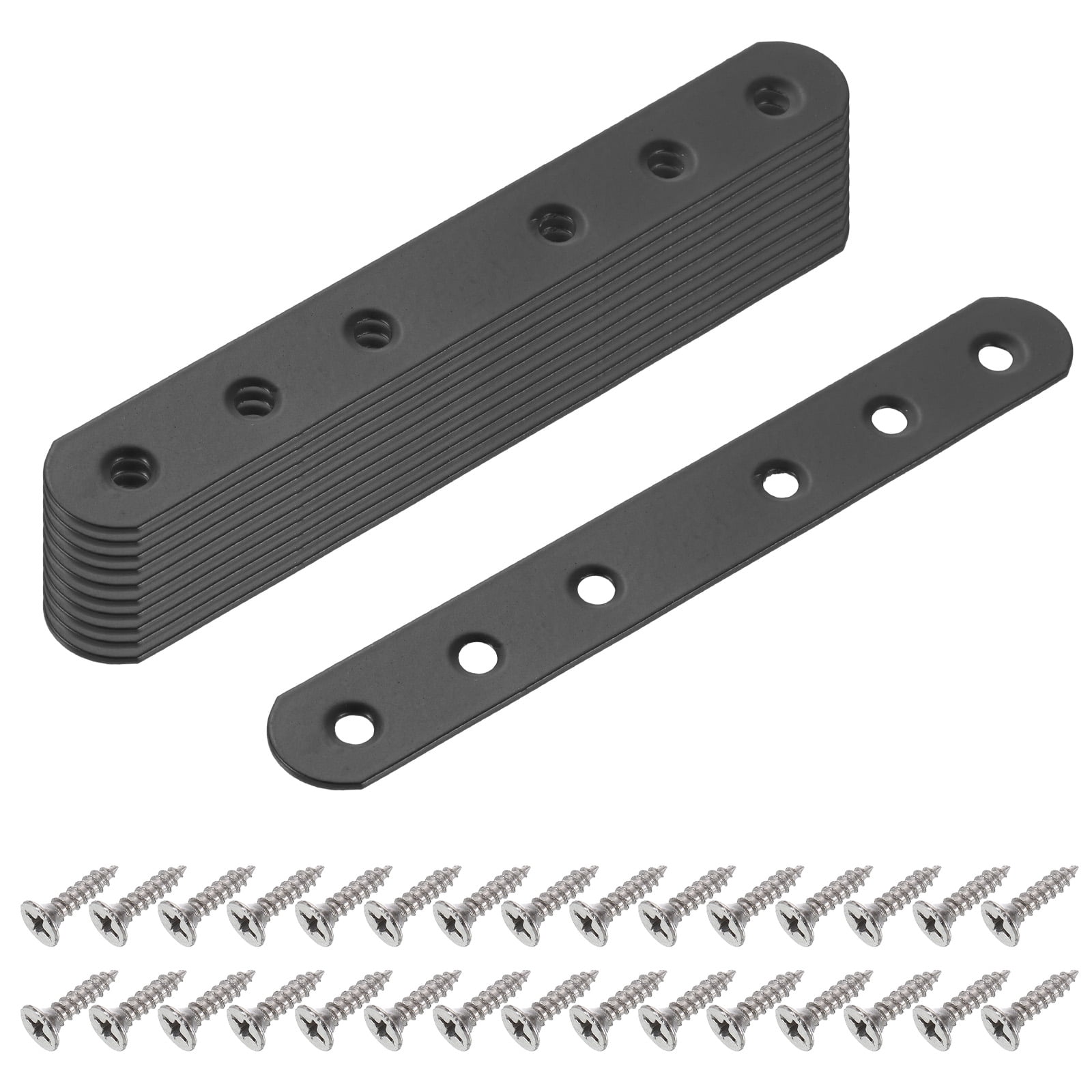 Uxcell 10 Pcs Flat Straight Brackets, 135mm x 5mm Iron Brace Plate with ...
