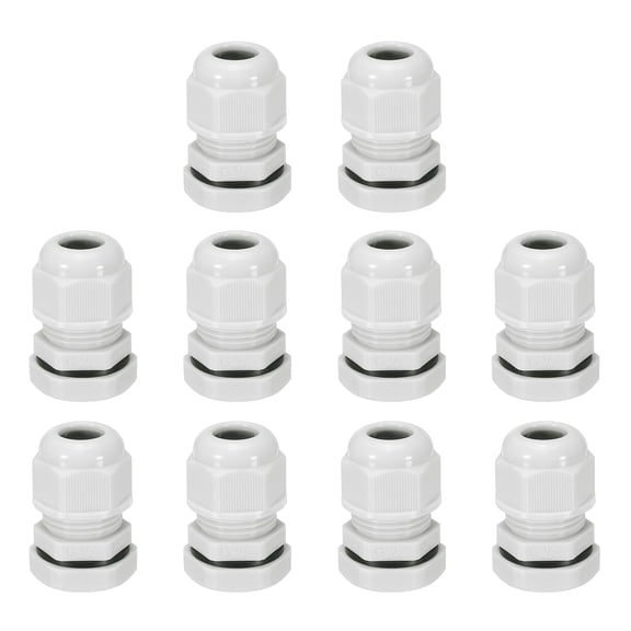 Uxcell 10 Pcs G1/2" Cable Glands Adjustable 6-12.5mm PA6 Nylon IP68 Waterproof Connectors with Seals Anti-Corrosion for Industrial/Outdoor Electrical Systems (White)