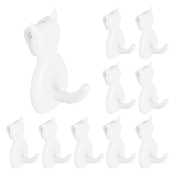 Uxcell 10 Pcs Grid Wall Hooks, 2.2 Inch Grid Wall Panel Plastic Utility Hook, Shelf Accessories Hangers for Garage Store Warehouse Shop Home Hanging, Cat Shape (White)
