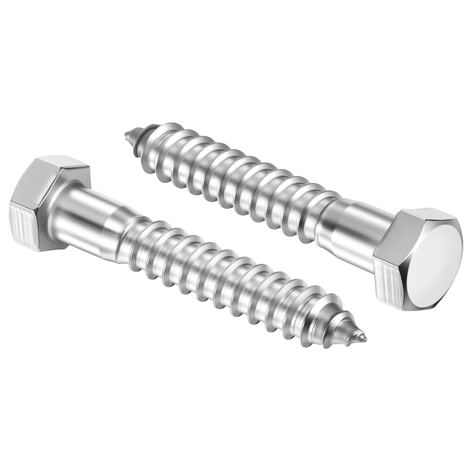 Uxcell 10 Pcs Hex Head Lag Screws - 1/2"x3" Stainless Steel 18-8 (304) Lag Bolts Hexagon Head Heavy Duty Wood Screws for Wood, Decks, Fences, Furniture, Silver