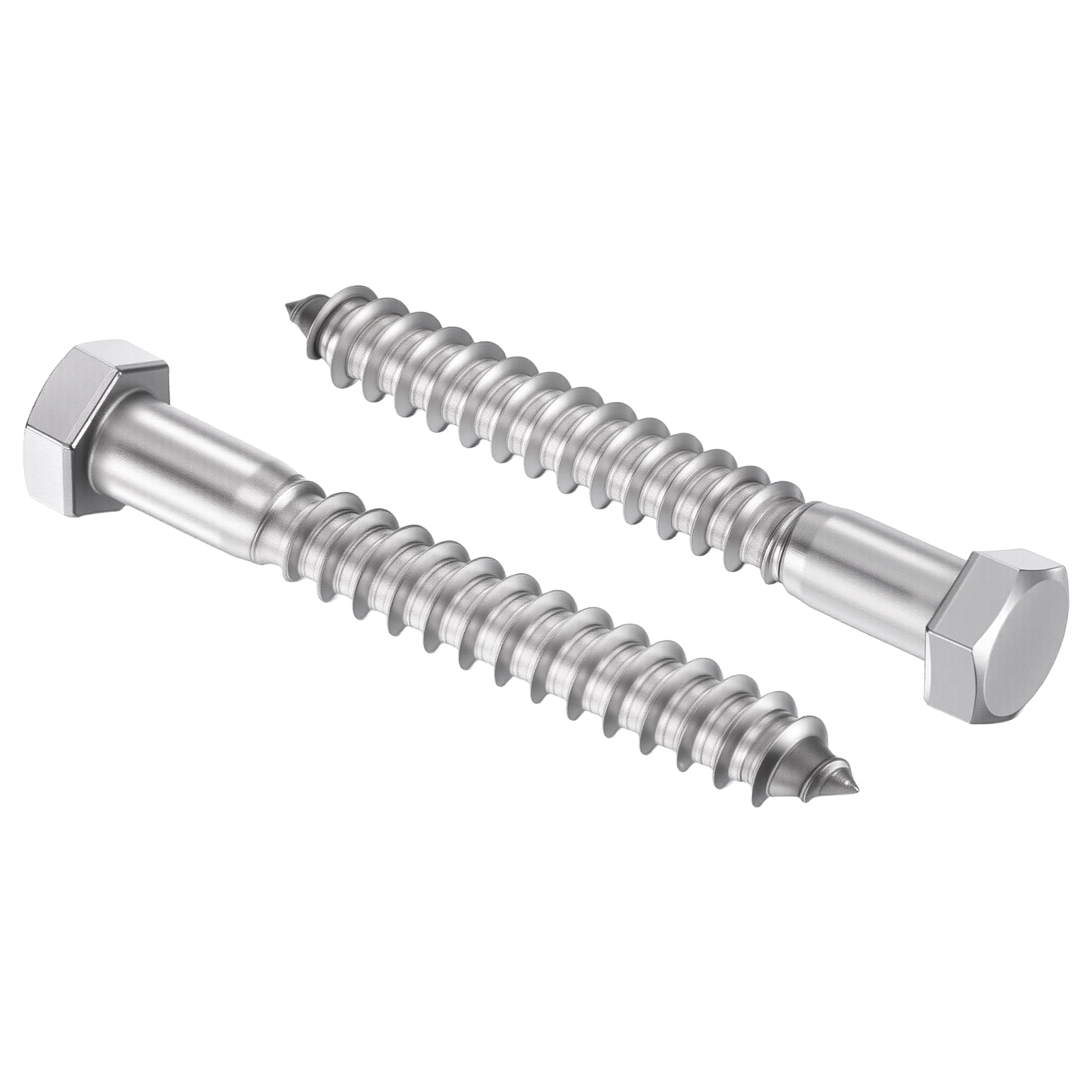 Uxcell 10 Pcs Hex Head Lag Screws - 3/8"x3" Stainless Steel 18-8 (304) Lag Bolts Hexagon Head Heavy Duty Wood Screws for Wood, Decks, Fences, Furniture, Silver