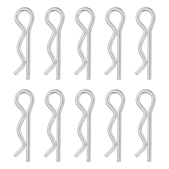 Uxcell 10 Pcs Hitch Pin Clip, 1.2mm x 21mm R Clips Carbon Steel Retaining Wire Hair Pins Cotter Pin Assortment Kit Clips for Trailer Tractors Mower Carts Truck Pin Clip, Silver