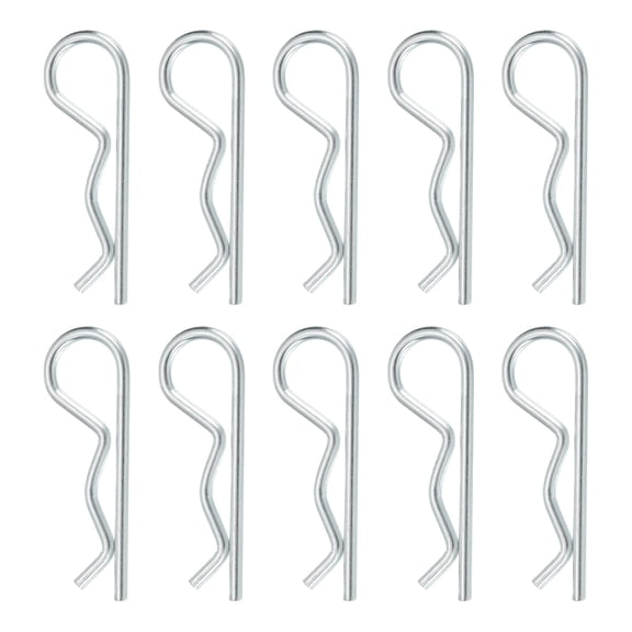 Uxcell 10 Pcs Hitch Pin Clip, 2mm x 40mm R Clips Carbon Steel Retaining Wire Hair Pins Cotter Pin Assortment Kit Clips for Trailer Tractors Mower Carts Truck Pin Clip, Silver