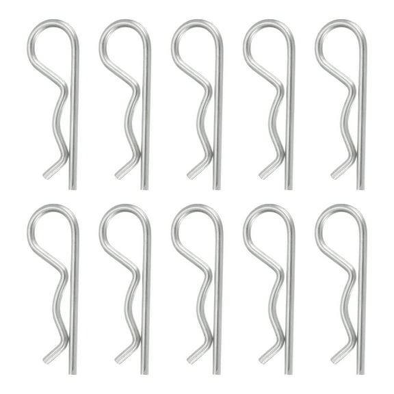 Uxcell 10 Pcs Hitch Pin Clip, 3mm x 60mm R Clips 304 Stainless Steel Retaining Wire Hair Pins Cotter Pin Assortment Kit Clips for Trailer Tractors Mower Carts Truck Pin Clip, Silver